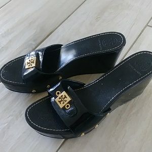 Tory Burch black wedges